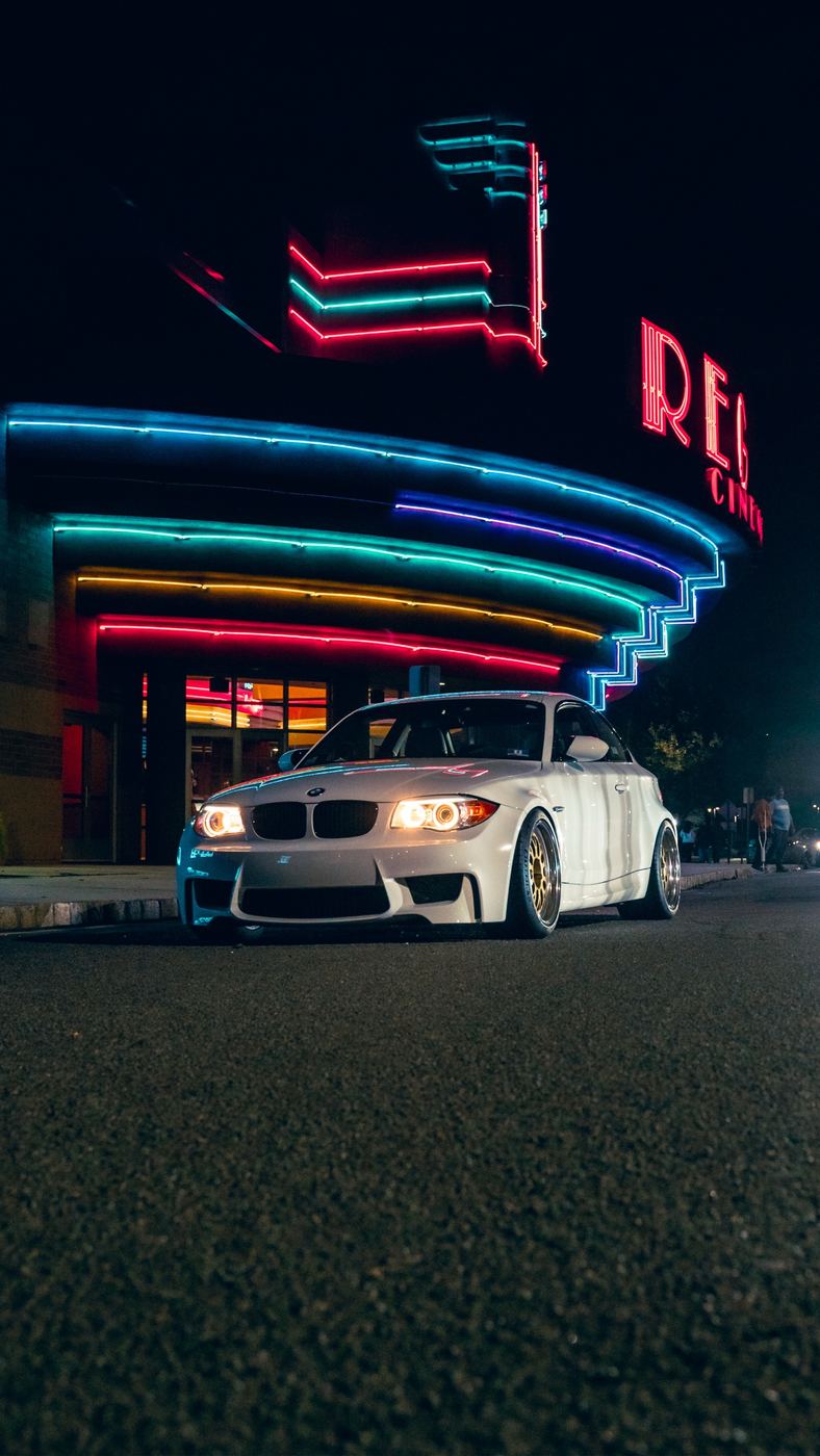BMW coupe at night